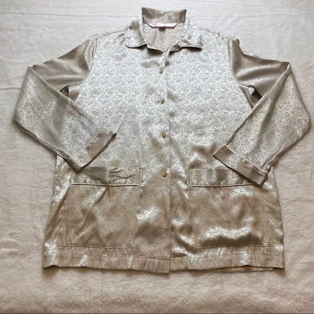 Victoria’s Secret Light Gold Satin PJ Top Size Small